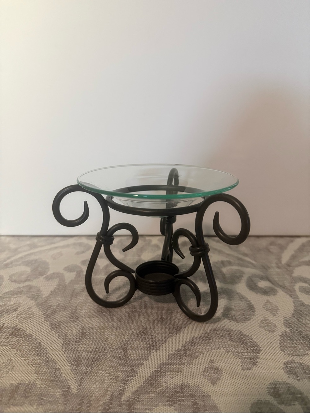 PartyLite Antique Brass Aroma Melts Warmer Tealight Holder Glass P8016